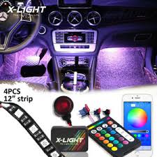 Bluetooth Rgb Led Interior Car Kit Under Dash Footwell Seats Inside Lighting Kit Ebay