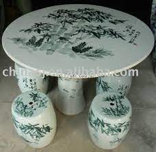 Chinese Bamboo Ceramic Garden Table Set