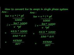 How To Convert Kw To Amps In Single Phase System