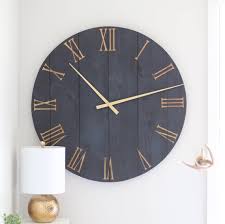 large wall clock navy and gold mid