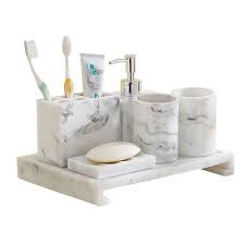 Shop for bathroom accessories in bath. Nordic Bathroom Set Marble Pattern Resin Washroom Accessories Toothbrush Holder Soap Dispenser Soap Dish Bathroom Tray For Weddi Mega Discount Fc151 Cicig
