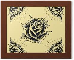 Růže A Design Rámu Tattoo Styl