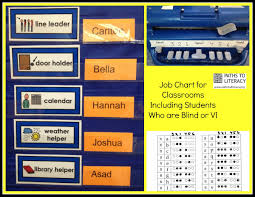 Jobs Chart For Classrooms Including A Classmate Who Has A Visual