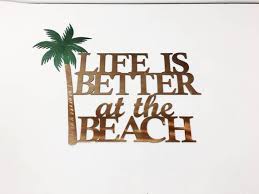 Beach Metal Wall Art With Palm Tree