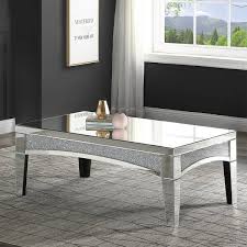 Acme Nowles Coffee Table Mirrored Faux Stones