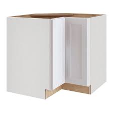 lue cabinetry newhaven 36 in w x 34 5 in h x 24 in d pure white painted lazy susan corner base fully embled cabinet recessed panel shaker door