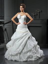 Ivory Satin Sweetheart Ball Gown Cathedral Train Wedding Dresses