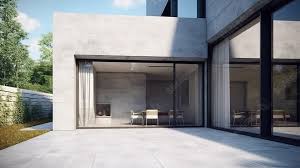 modern house with a large concrete wall