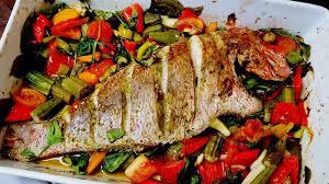 trini baked red fish my son helps me