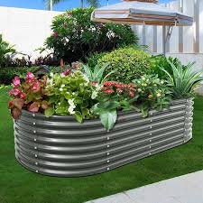 Oval Metal Raised Garden Bed