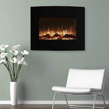 glass wall mounted electric fireplace