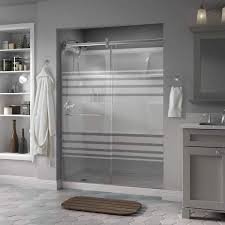 frameless sliding shower door in chrome
