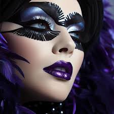 daring makeup with dark purple lipstick