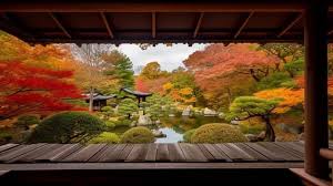 An Image From Japanese Garden Through