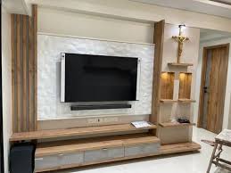 Wall Mount Teak Wood 50 Inch Wooden Tv