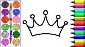 Vẽ và Tô Màu Vương Miện | Bé Học Tô Màu | Glitter Princess Crown Colorin...