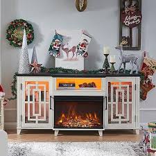 Glass Fireplace Tv Stand For 75 Inch Tv