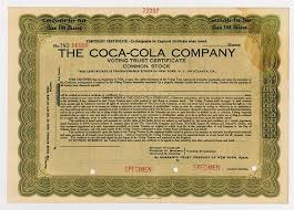 (ko) stock price, news, historical charts, analyst ratings and financial information from wsj. Coca Cola Company Voting Trust Certificate 1919 Specimen Temporary Stock Certificate