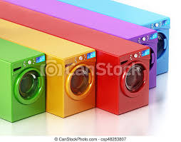 Previous set of related ideas. Multi Colored Washing Machines Isolated On White Background 3d Illustration Canstock