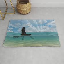 view from a surfboard rug by