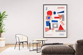 large poster in a room mockup instant
