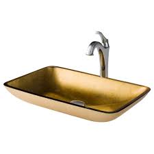 Gold Glass Vessel 22 Inch Bathroom Sink