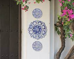 Outdoor Wall Art Blue And White Fl