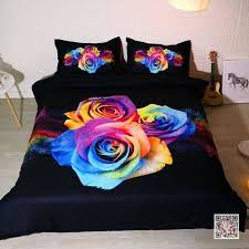 3d bedding set rainbow rose explosion