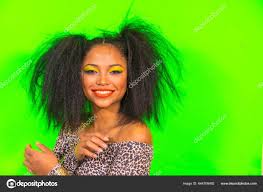 two tails hairstyle wearing stock photo