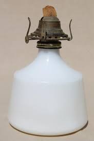 Vintage Milk Glass Kerosene Oil Lamp W