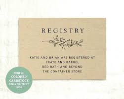 Printable Wedding Registry Card Template Rustic Image 0 Baby Gift