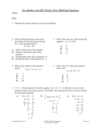 Pre Algebra Unit 02b Practice Test