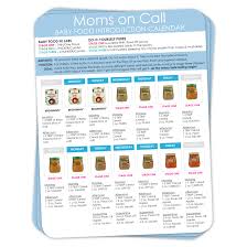 Free Printable Baby Food Calendar Moms On Call