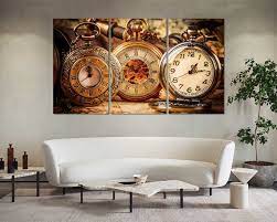 Wall Art With Canvas Sets Vintage Clock