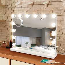white makeup tabletop mirror