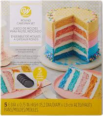 The key to baking flat layer cakes? Wilton 2105 0112 Easy Layers Cake Tin Set Non Stick 15 2cm 6in 5 Piece Amazon Co Uk Home Kitchen