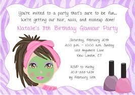 spa makeover birthday party invitations