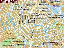 The map shows a city map of amsterdam with expressways, main roads and streets, zoom out to find amsterdam airport schiphol, located about 9 km (5.6 mi) southwest of the city center. Amsterdam Map Netherlands