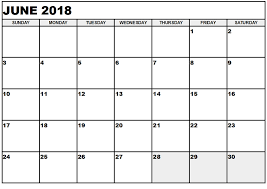 June 2018 Printable Calendar Templates
