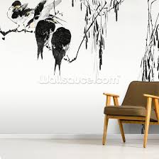 perched magpies wallpaper mural