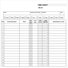 Free Printable Monthly Timesheet Template Room Surf Com