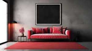 3d Rendering Of A Red Sofa And Black