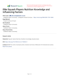 pdf elite squash players nutrition