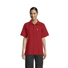 Uncommon Threads 0920 Red Customizable Classic Short Sleeve Cook Shirt M