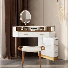 modern luxury wood makeup vanity table