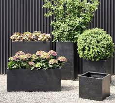 Mission Square Outdoor Planters Black