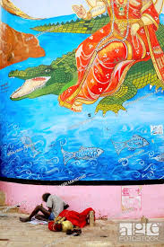 mythological wall painting on ghats