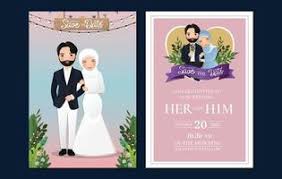 muslim wedding card vector art icons