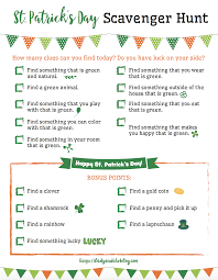 Unique & thrilling outdoor activity. St Patrick S Day Scavenger Hunt For Kids Free Printable