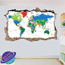 world map wall stickers posters decal
